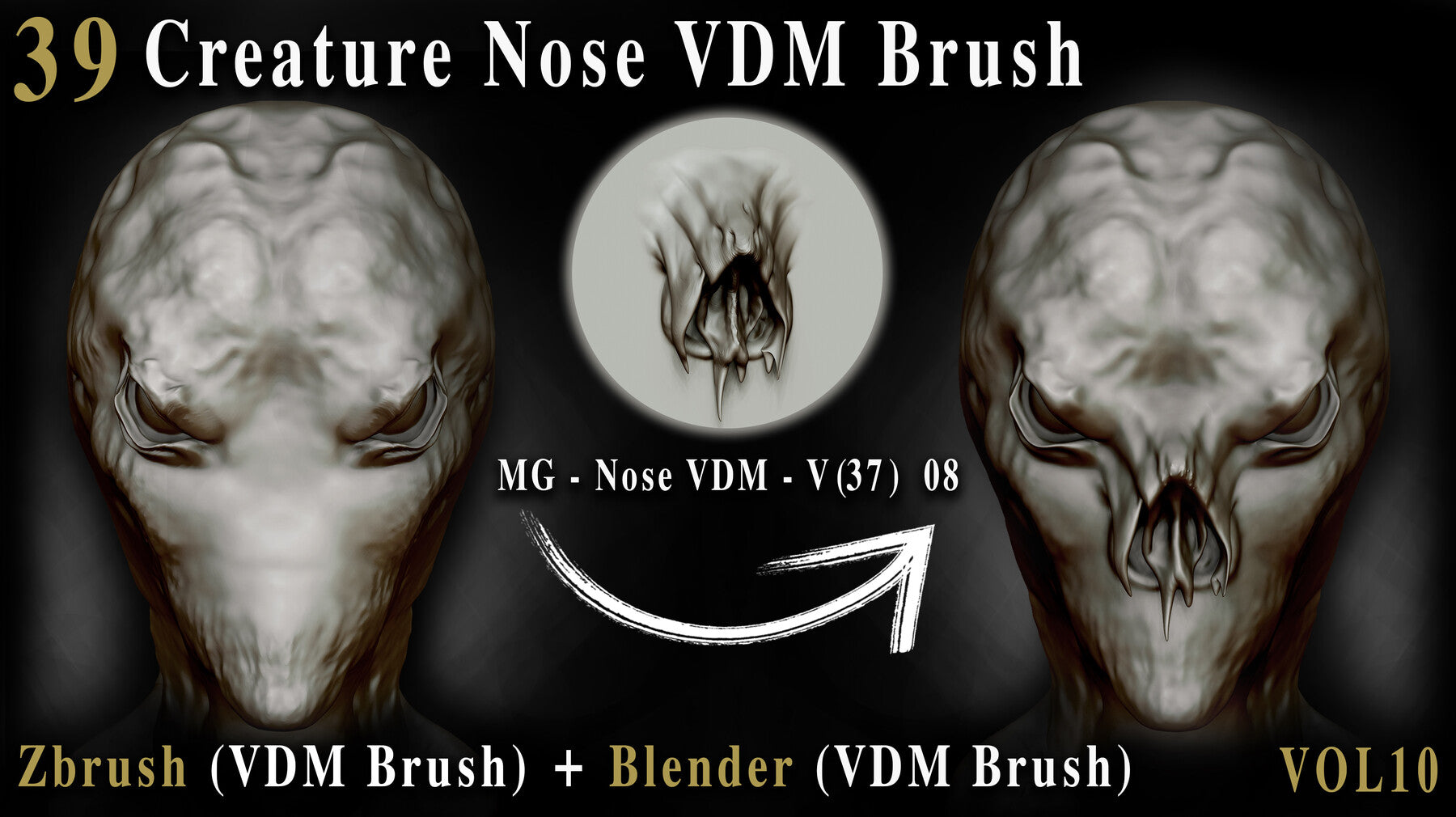 39 Creature Nose VDM Brush - For ZBrush & Blender – Vol10