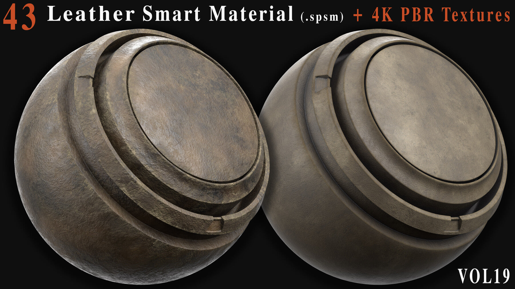 43 Leather Smart Materials + 4K PBR Textures - Vol 19