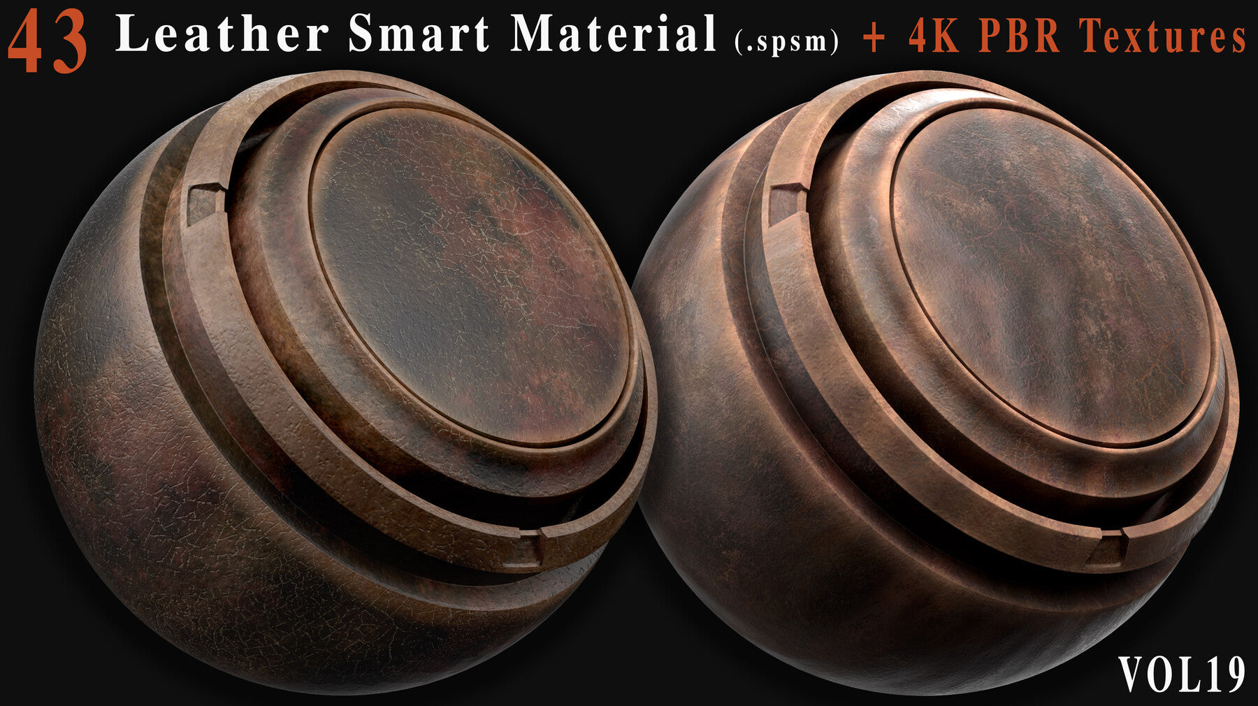 43 Leather Smart Materials + 4K PBR Textures - Vol 19