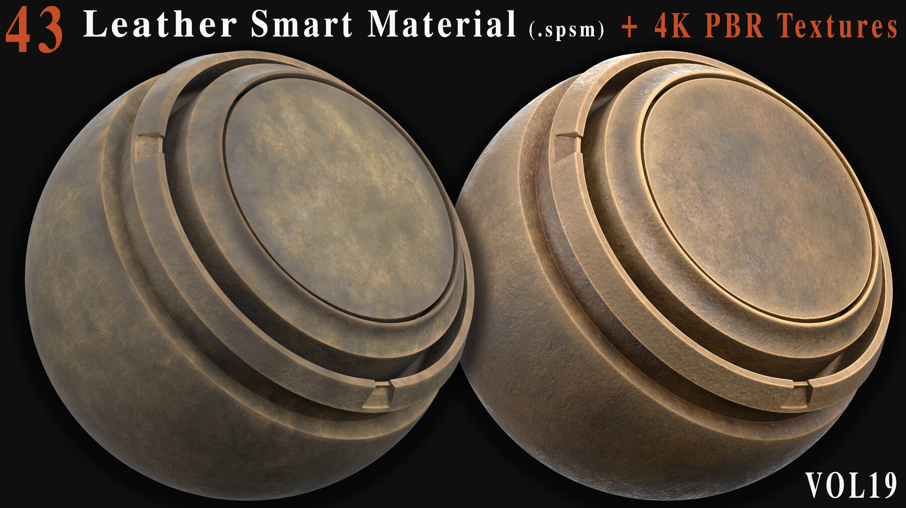 43 Leather Smart Materials + 4K PBR Textures - Vol 19