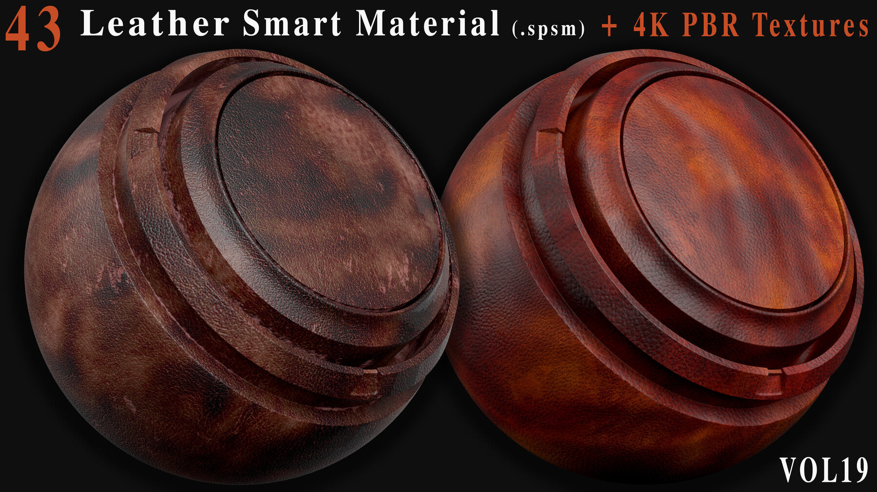 43 Leather Smart Materials + 4K PBR Textures - Vol 19