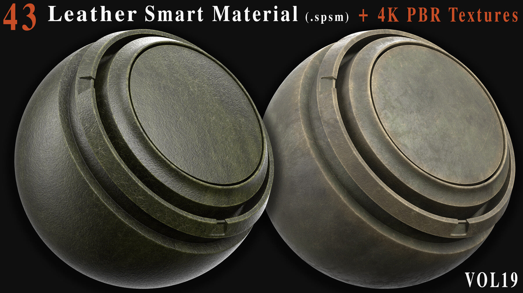 43 Leather Smart Materials + 4K PBR Textures - Vol 19