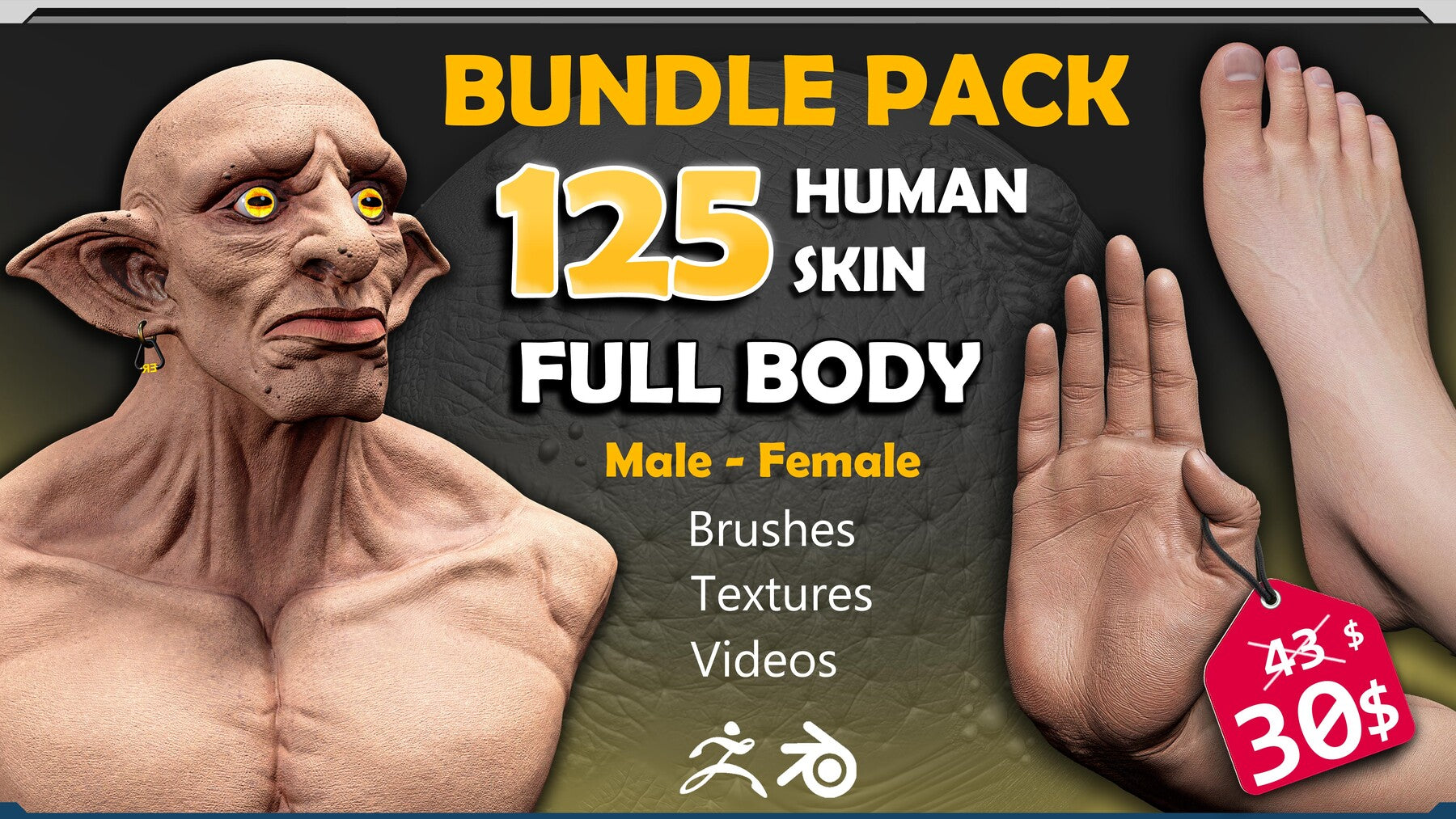 125 Real Human Skin Brushes /Alpha Pack!