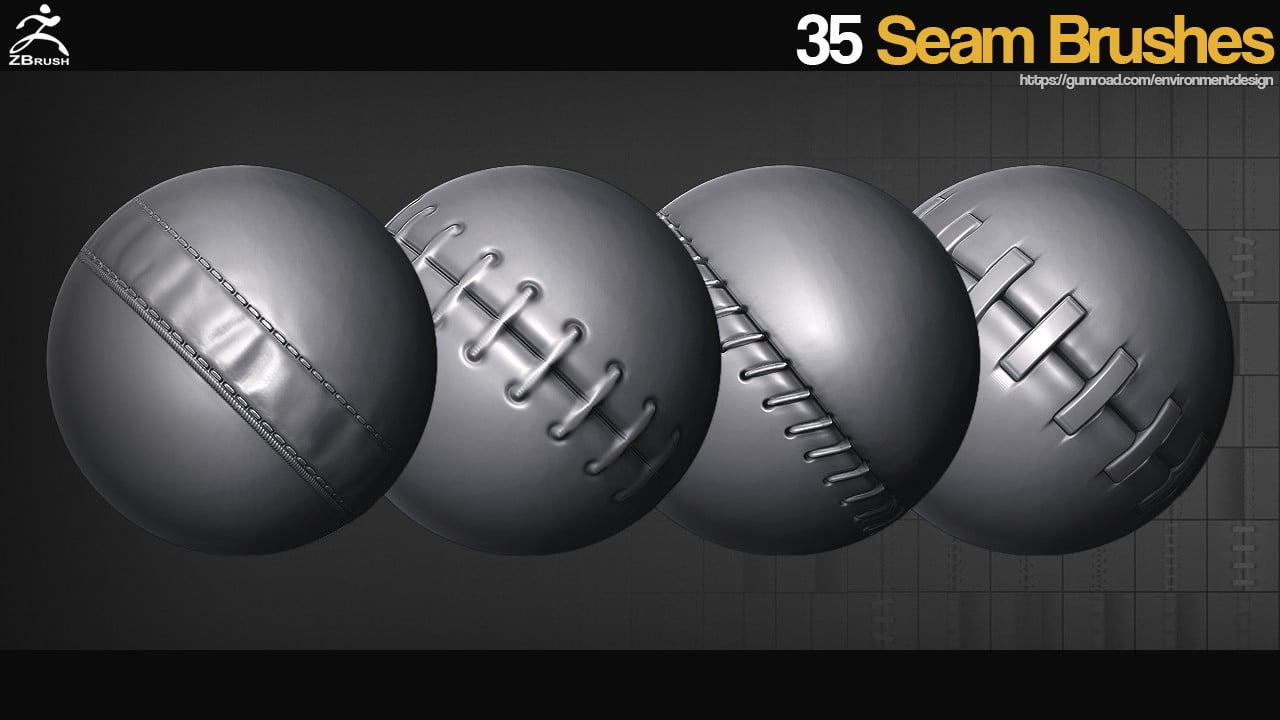 ZBrush - 35 Seam/Stitch Brushes