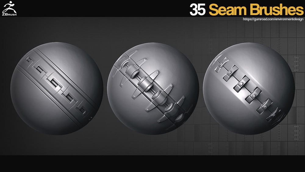 ZBrush - 35 Seam/Stitch Brushes