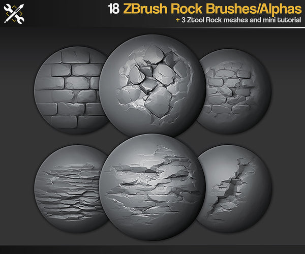 ZBrush/SP - 18 Rock Brushes + 3 Ztool rocks Vol.1