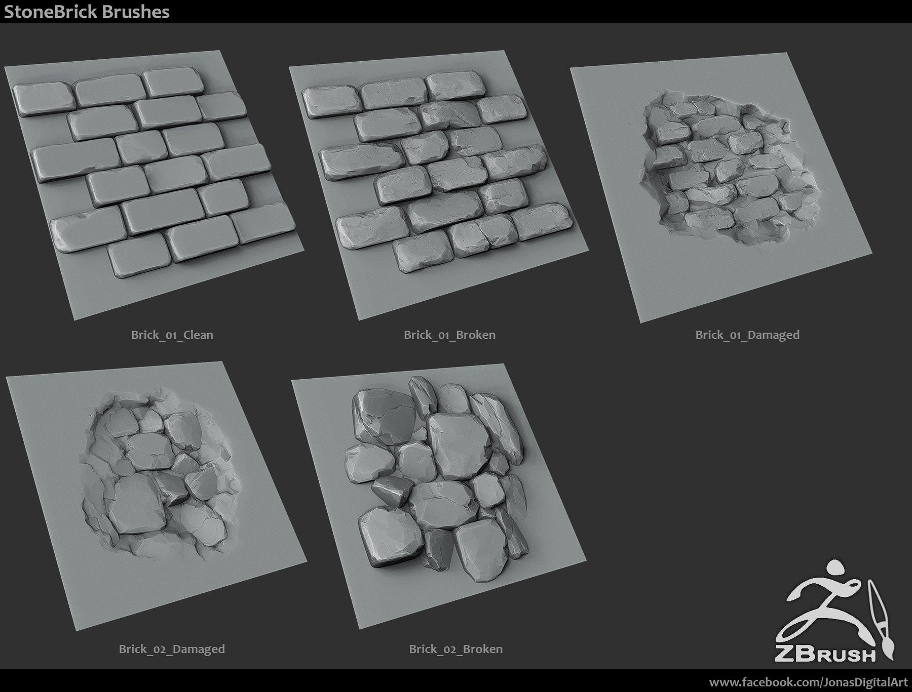 ZBrush/SP - 18 Rock Brushes + 3 Ztool rocks Vol.1