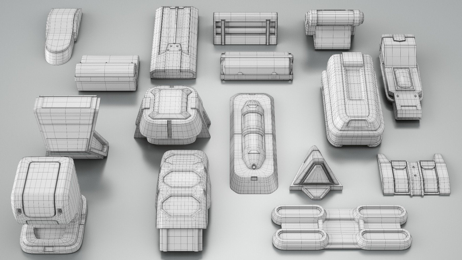 Sci-fi Light kit [Game ready topology ] [Zbrush IMM brushes]