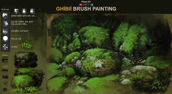 Ghibli Studio Brush | Brush patinting Ghibli Style | Video Tutorial suport.