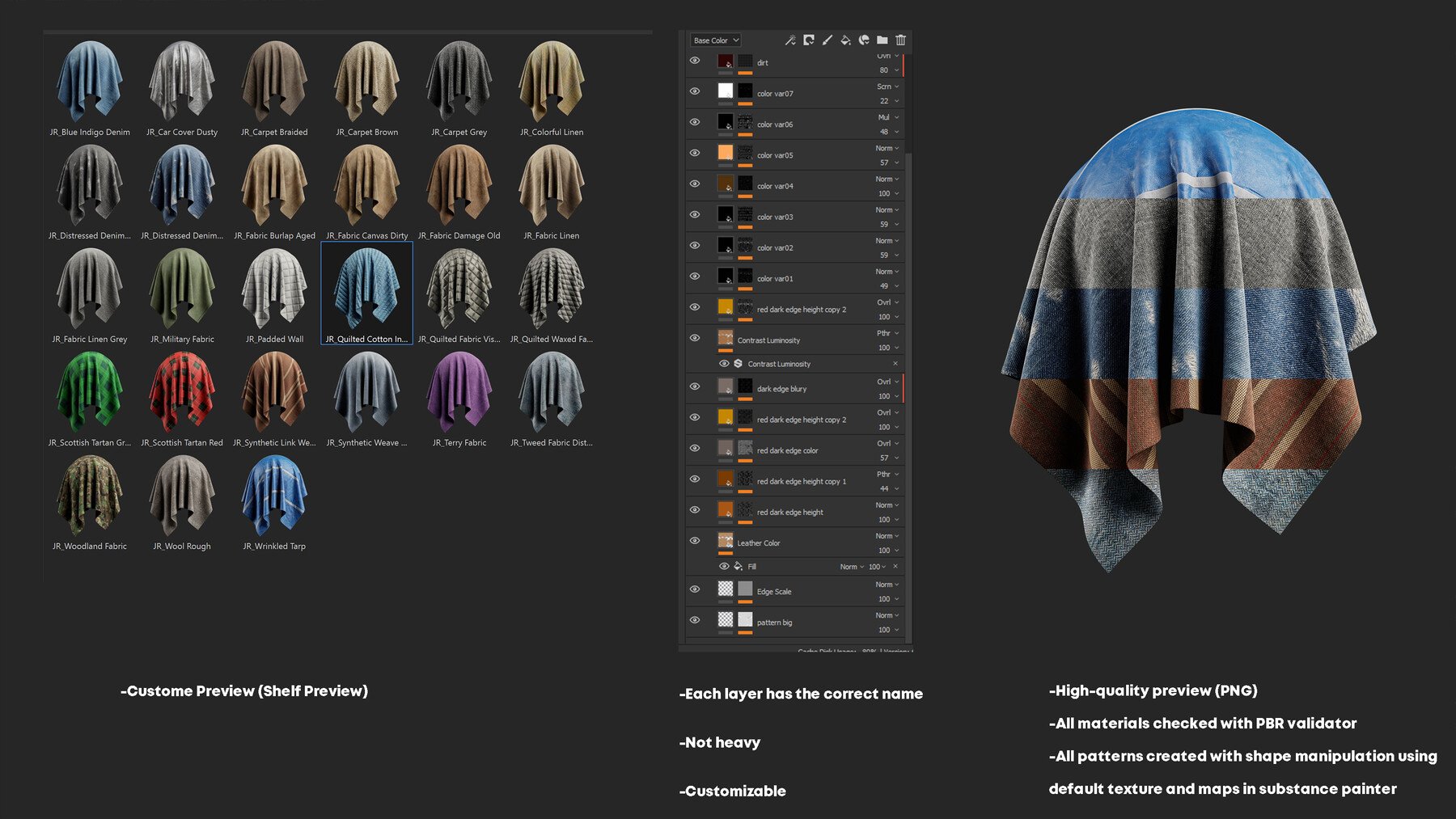 High-Detailed Fabric Smart Materials for Substance Pianter vol 02