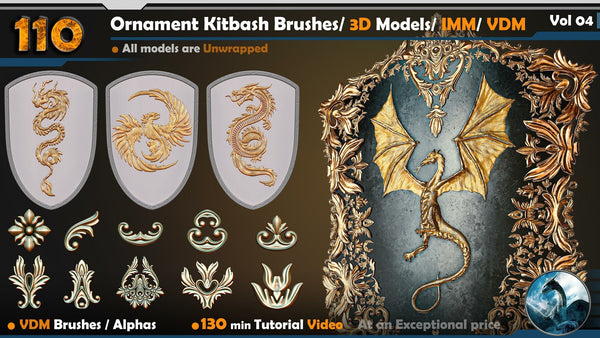 Ornament Kitbash Brushes/ 3D Models/ IMM/ VDM Vol 04