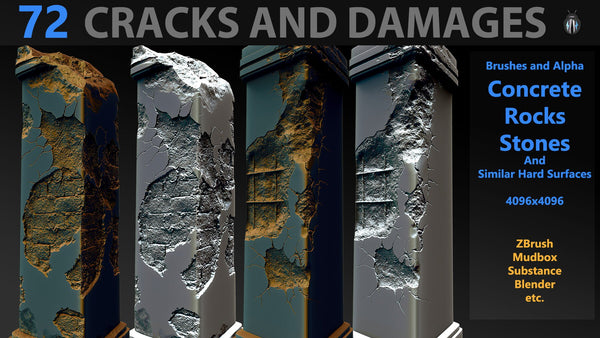 Cracks And Damages 4K Brushes and Alpha Pack