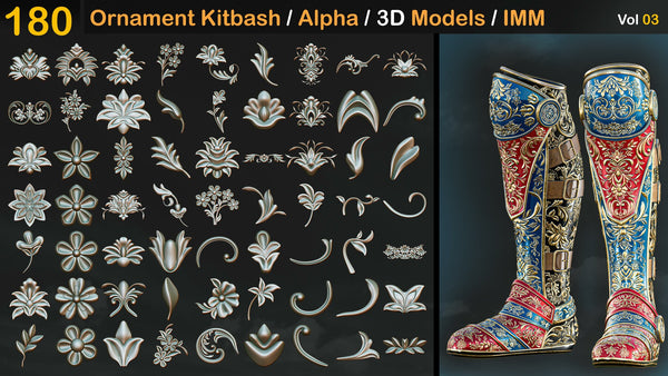 Ornament Kitbash Brushes/ Alpha / 3D Models / IMM vol 03