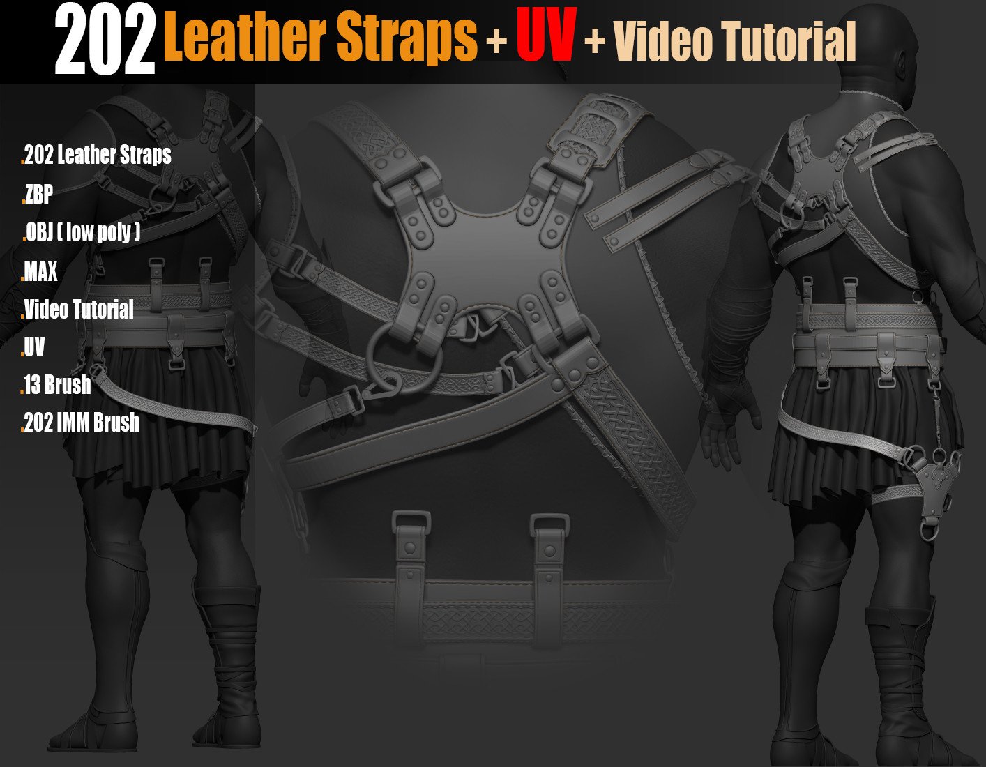 202 IMM Brush Leather Straps Vol 02 + UV + Video Tutorial