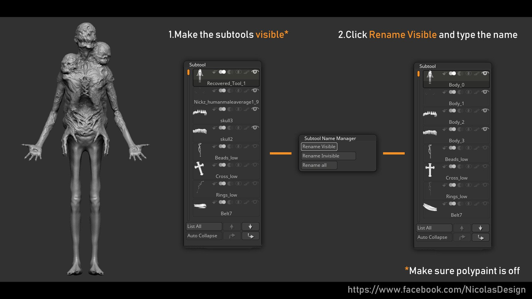 Zbrush - Subtool Name Manager