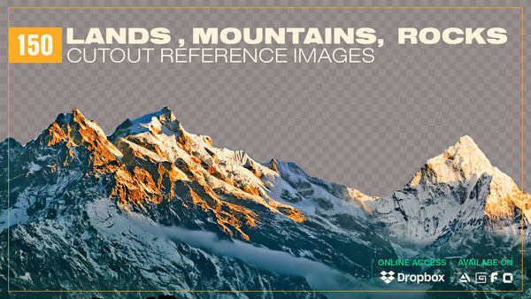 150 Lands, Mountains, Rocks Cutout Reference Images