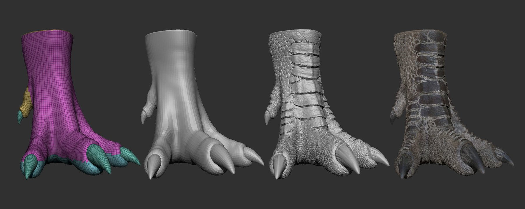 ZBRUSH - Dino Foot Base Mesh - ZTool (with basic UVs)