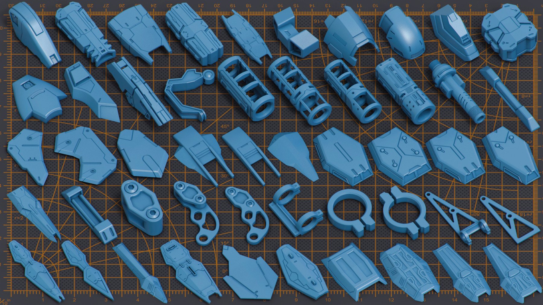 Mega Pack Sci-Fi Hard Surface KITBASH 500 DETAILS