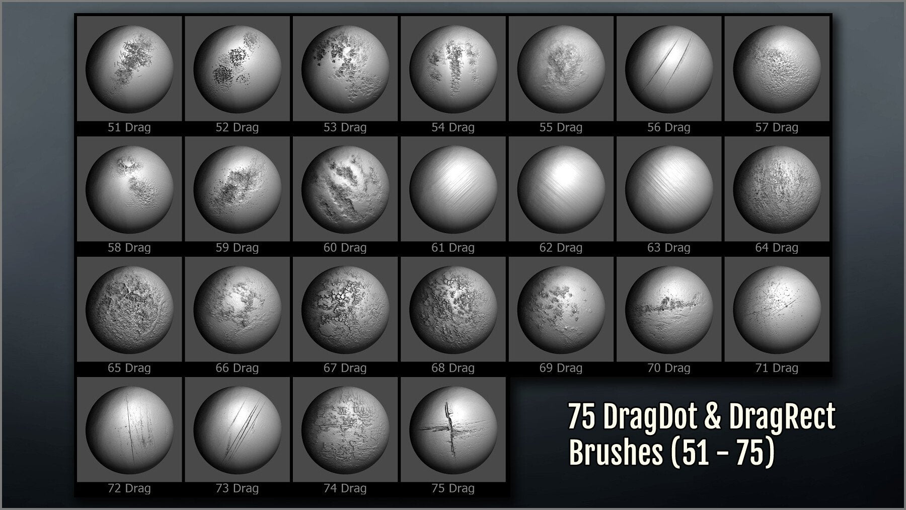 Metal Surface Maker 300 ZBrush Brushes, 75 Alphas, and 40 Patterns