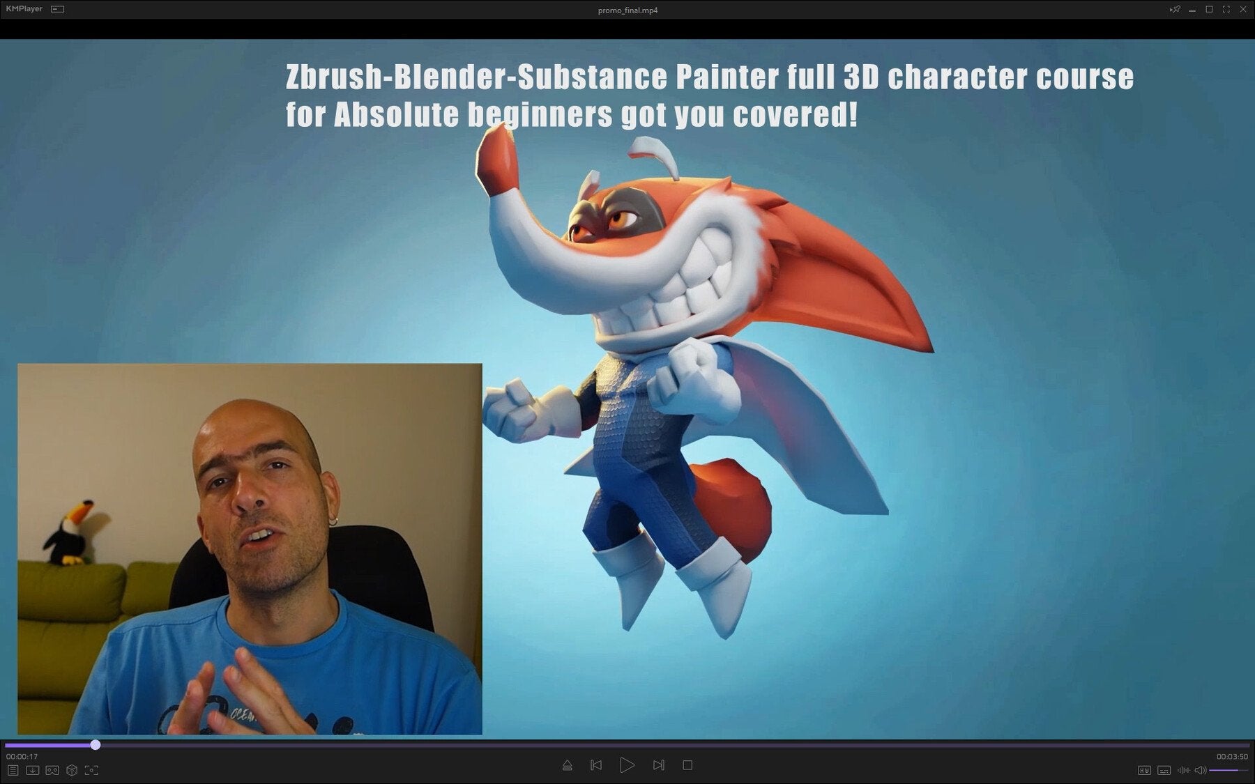 Zbrush-Blender-Substance Painter full 3D character for game Absolute beginners course