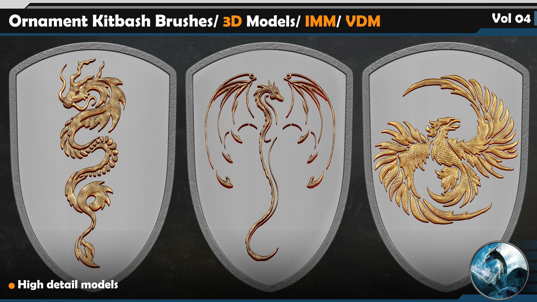 Ornament Kitbash Brushes/ 3D Models/ IMM/ VDM Vol 04