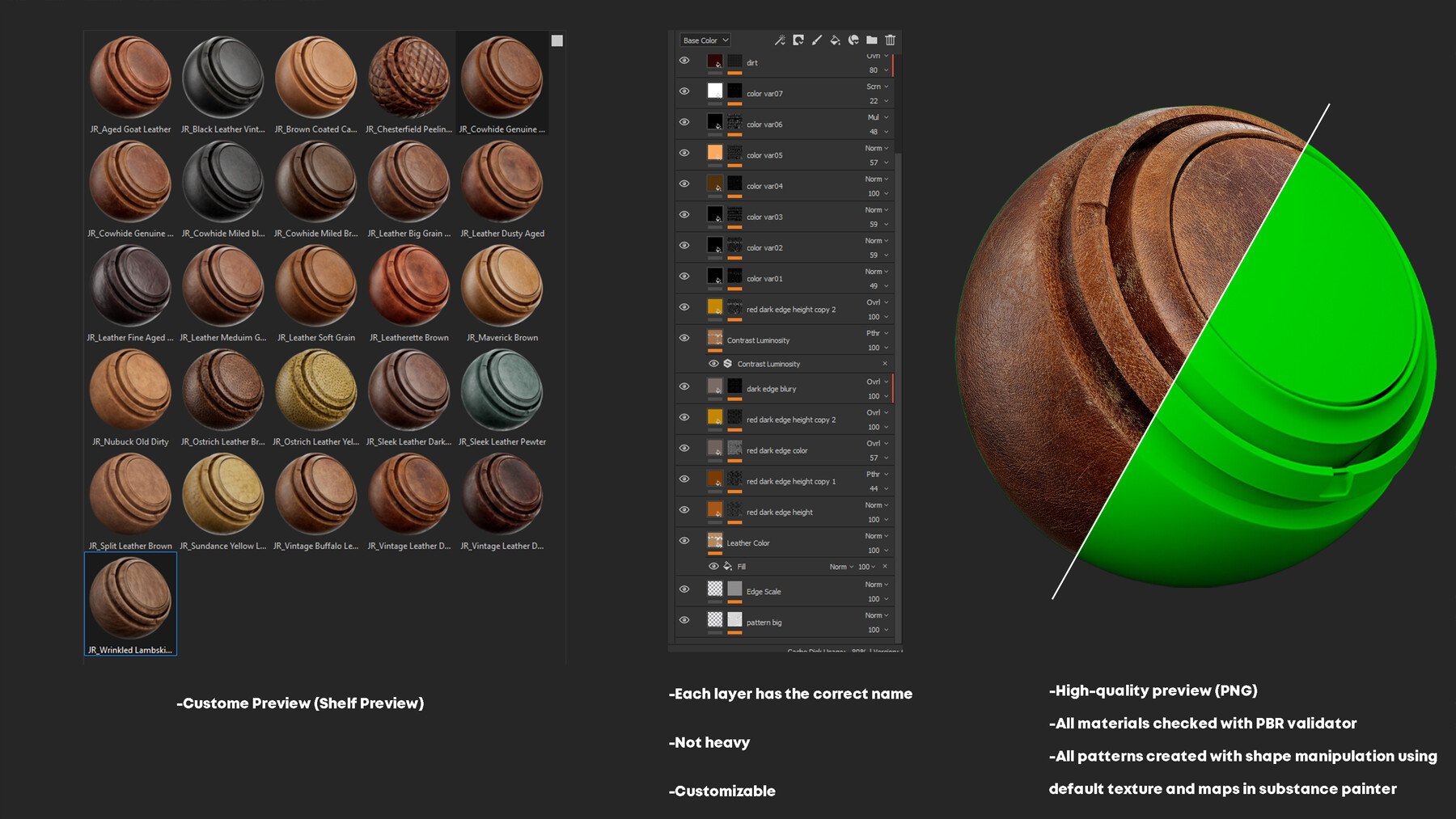 Leather Smart Materials for Substance painter VOL 02