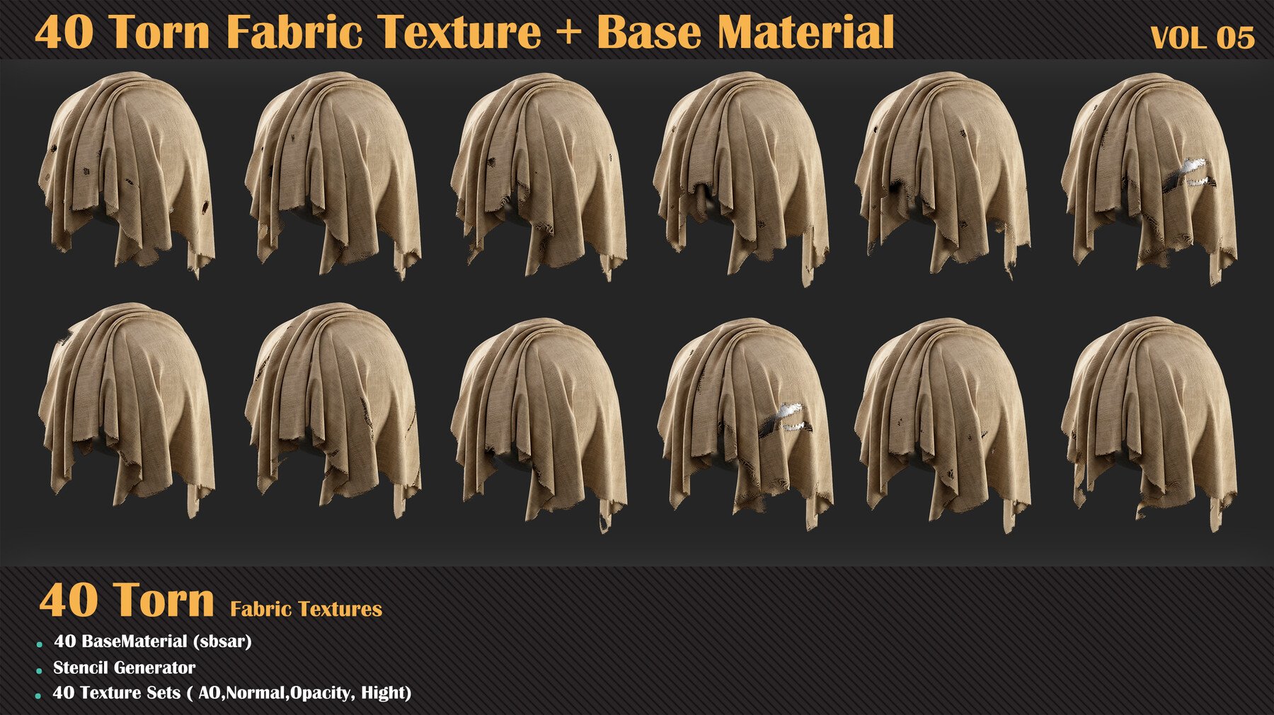 40 Torn Fabric Texture - VOL 05