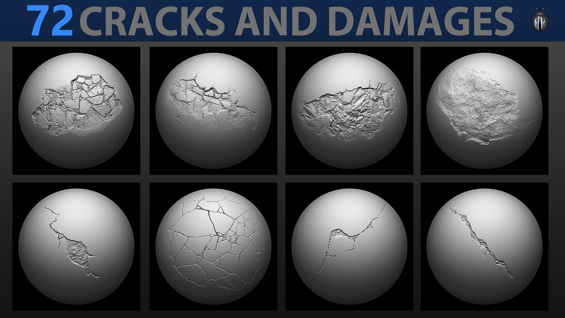 Cracks And Damages 4K Brushes and Alpha Pack