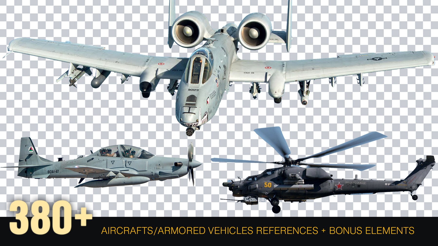 380 + Military Aircraft And Armored Vehicles Reference pack [Cutouts] PNG