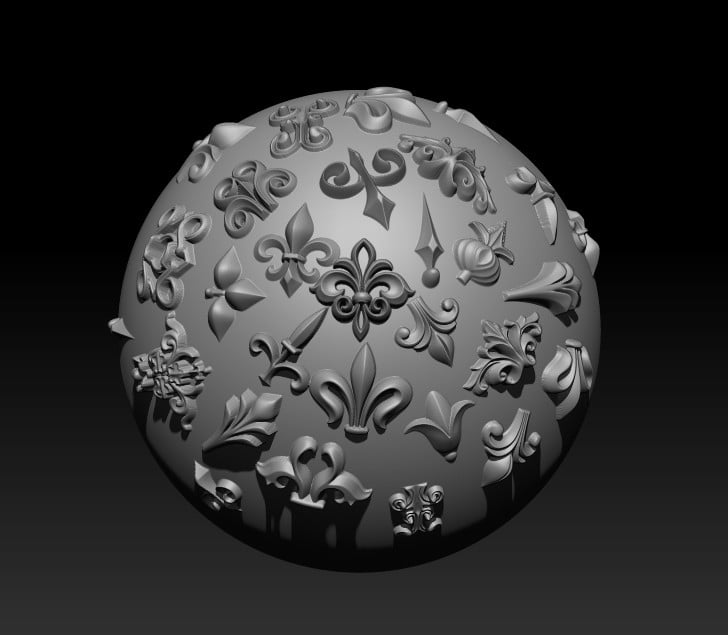 150 Ornament Brushes, 4K Alphas and 3D Models, Vol.01