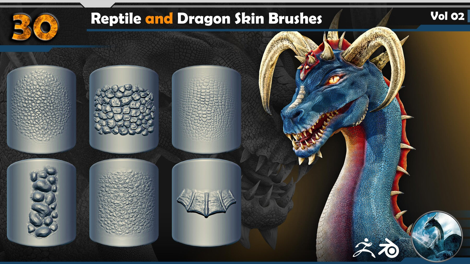 Reptile and Dragon Skin Brushes Vol 02