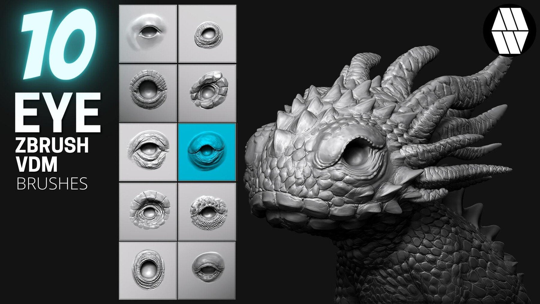 10 EYE VDM Brush - Custom made Brush to use in ZBrush Sculpting