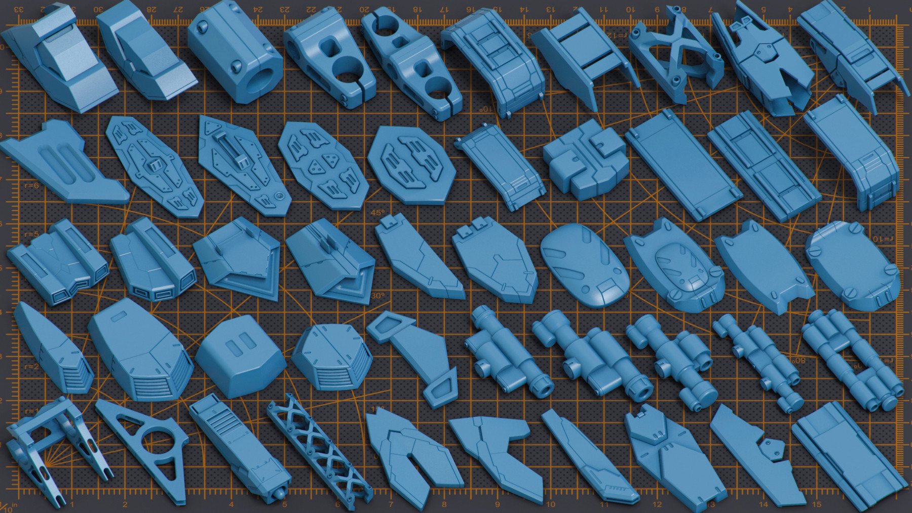 Mega Pack Sci-Fi Hard Surface KITBASH 500 DETAILS