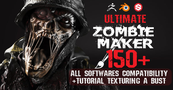 Zombie Bust Tutorial +150 Zombie & Creature Scars Brushes / Stencils