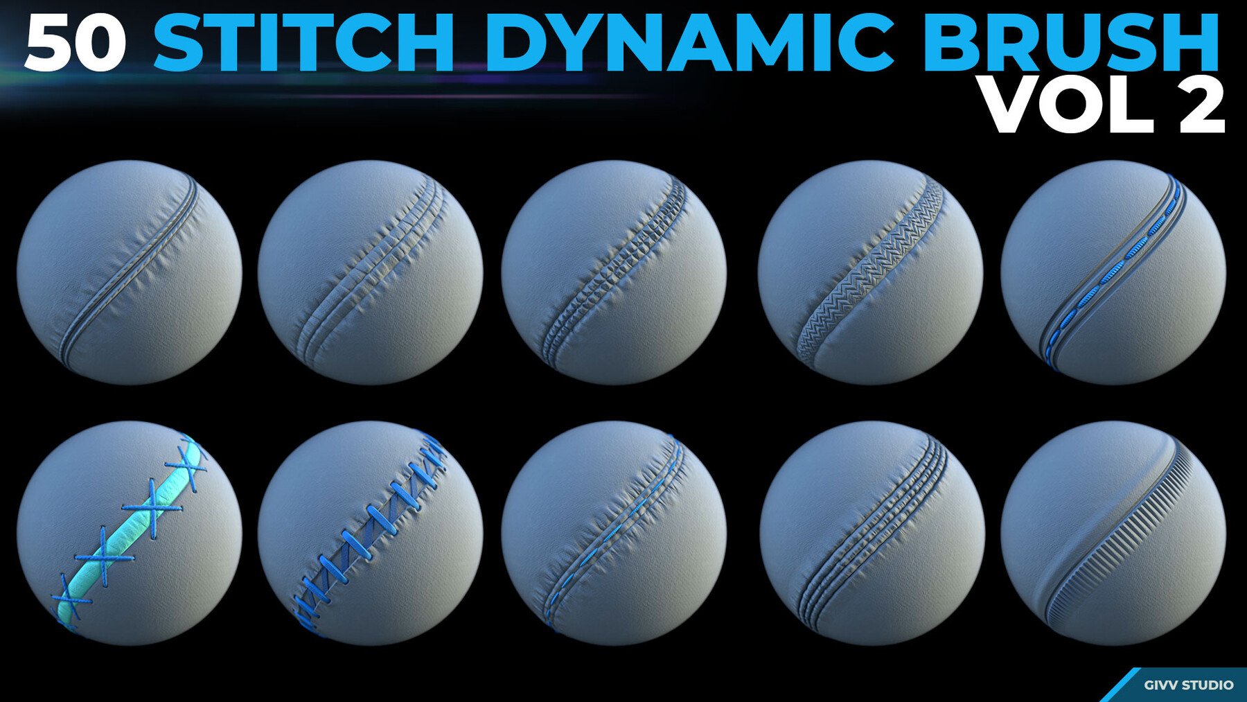 Dynamic Brush - Stitches and Seam VOL 2 (.sbsar) + (.png alpha included)