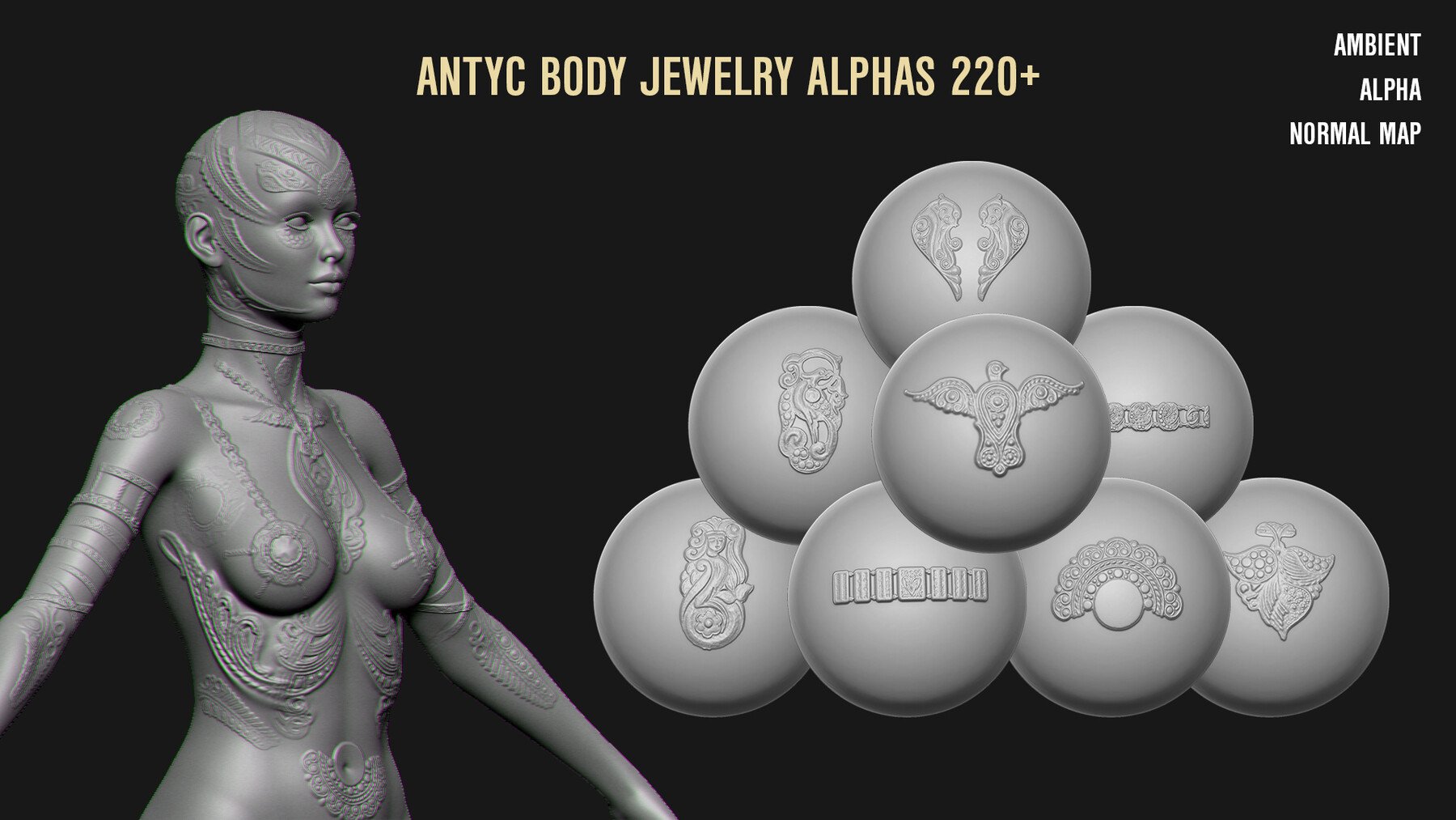 220+ ANTYC BODY JEWELRY AND CLOTH DECORATION ALPHAS