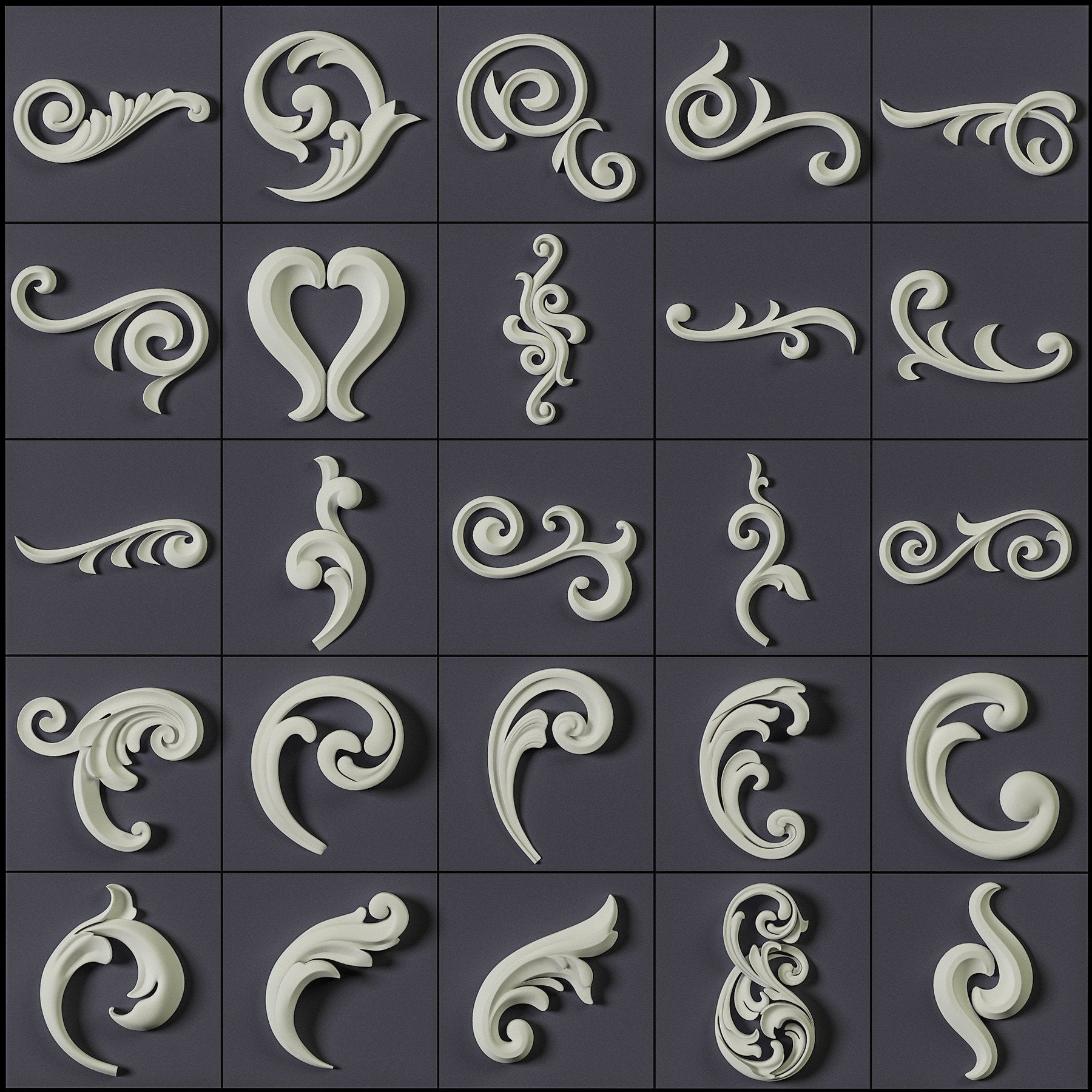 150 Ornament Brushes, 4K Alphas and 3D Models, Vol.01