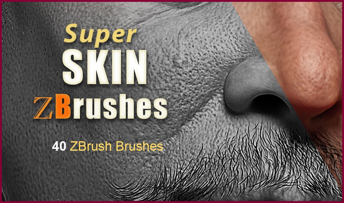 Super Skin - 41 ZBrush Brushes Set for realistic Human Skin // Fruits // Body Parts