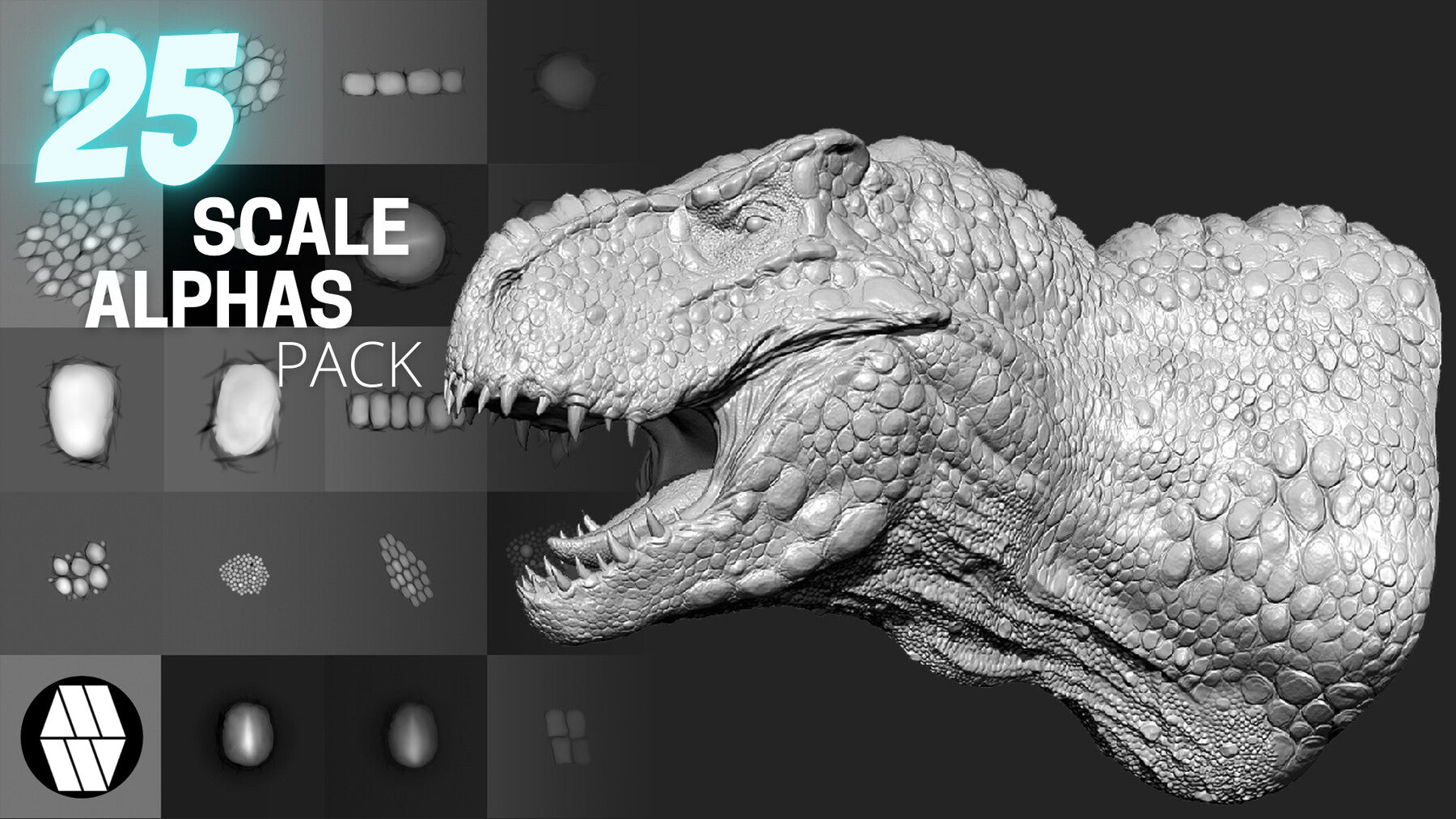 25 Scale Alphas and VDM Brush - Custom made Reptile Alphas to use in ZBrush - Commercial Licence