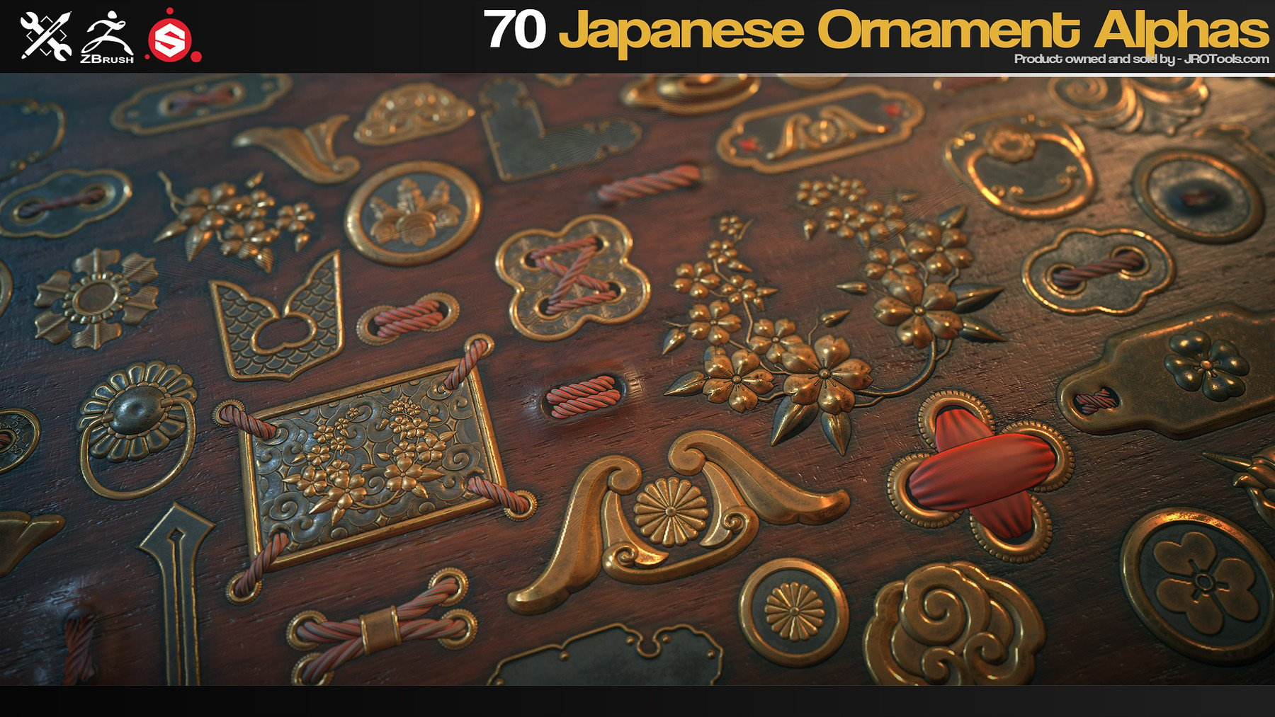 ZBrush/SP - 70 Japanese Ornament Alphas