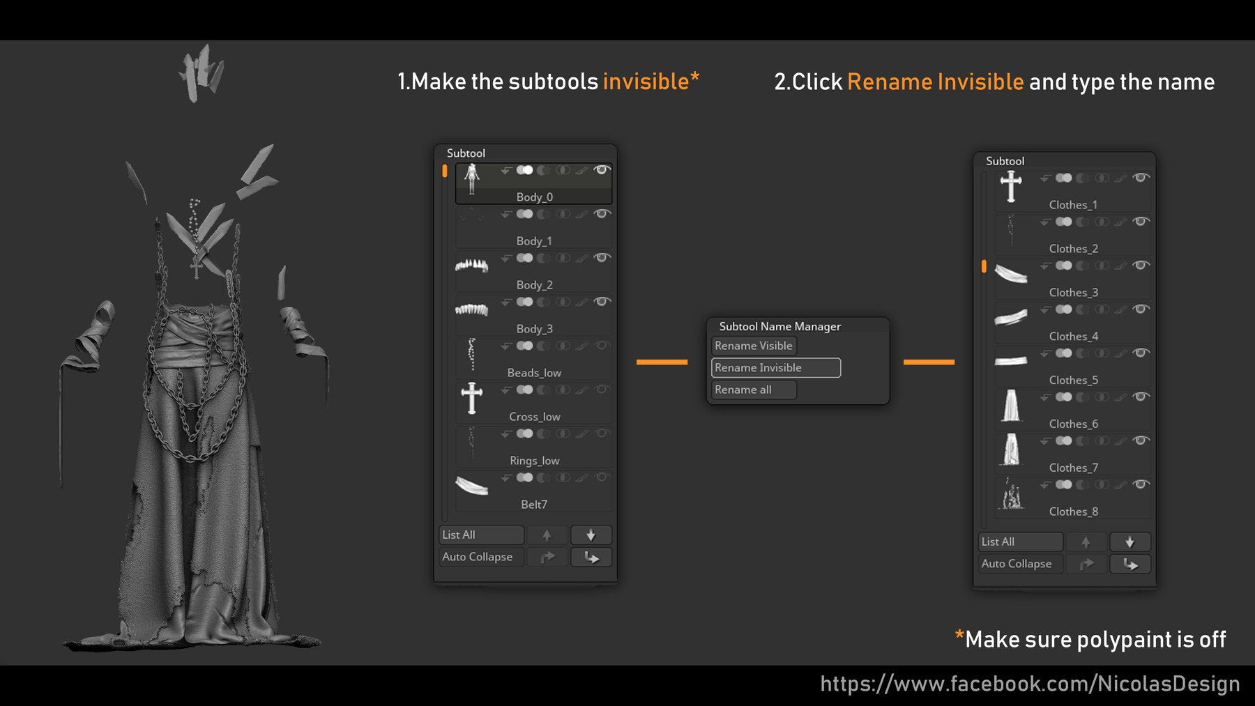 Zbrush - Subtool Name Manager