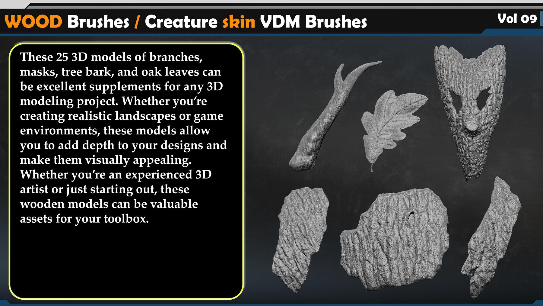 WOOD Brushes / Creature skin VDM Brushes Vol 09