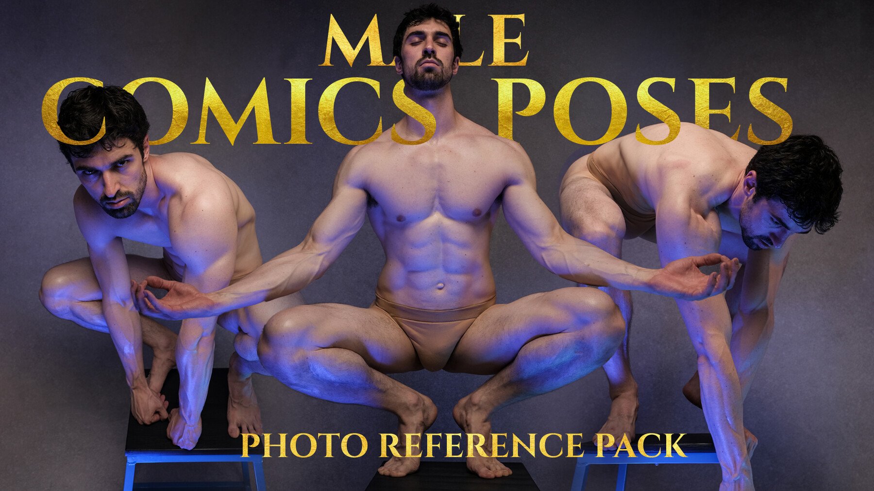 (A) Male Comics Poses - Reference Photo Pack For Artists 532 JPEGs