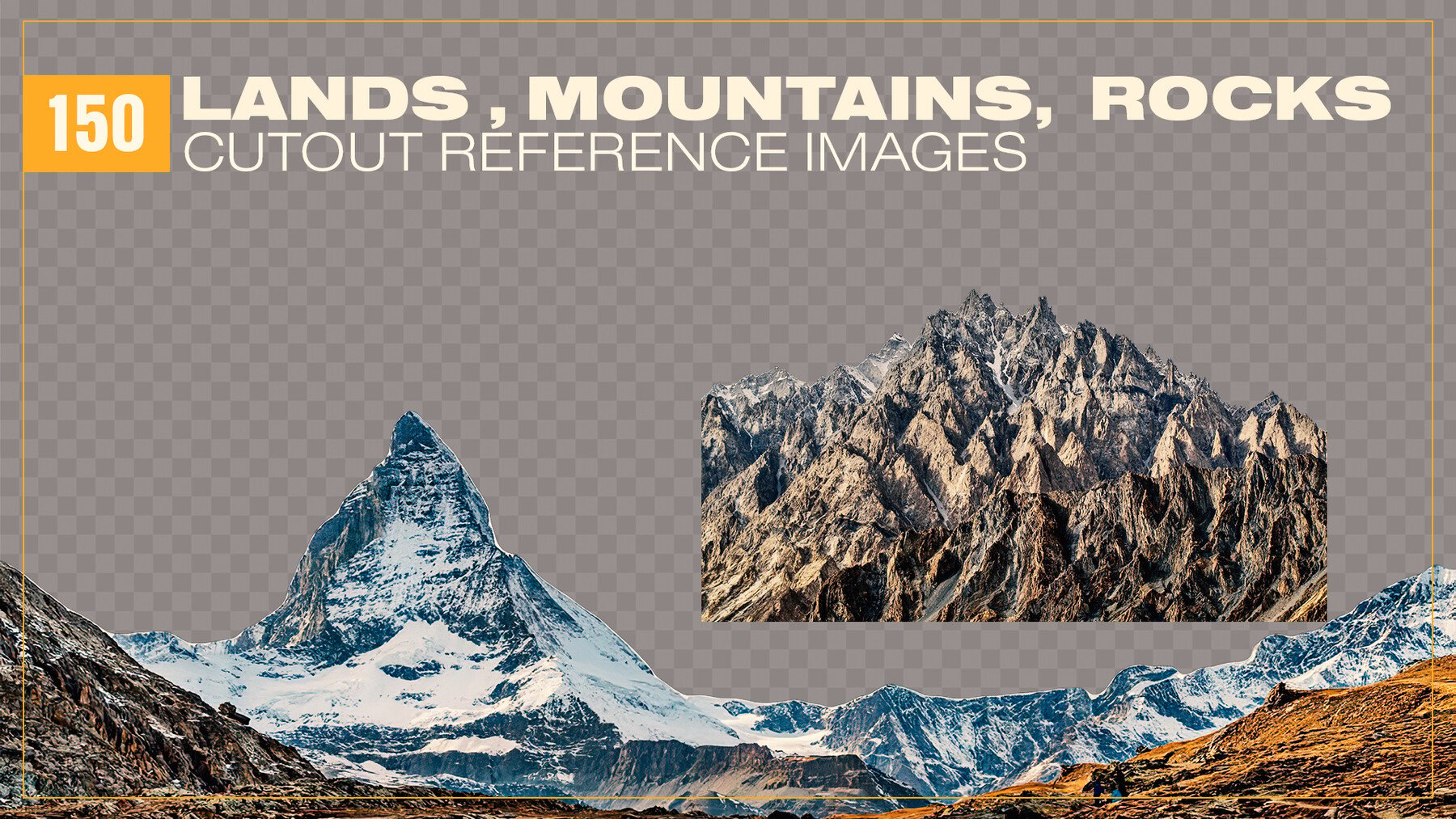 150 Lands, Mountains, Rocks Cutout Reference Images