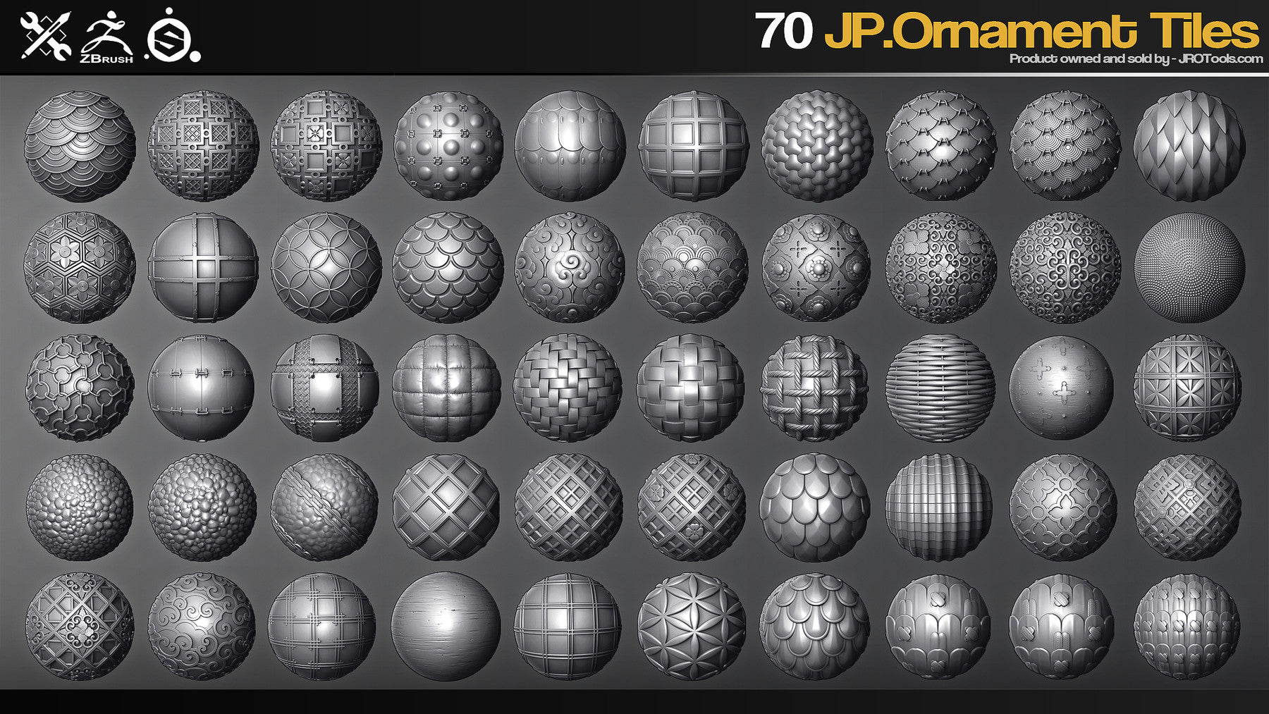 ZBrush/SP - 70 JP.Ornament Tiles