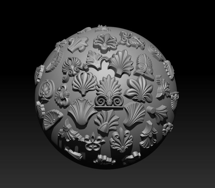 150 Ornament Brushes, 4K Alphas and 3D Models, Vol.01