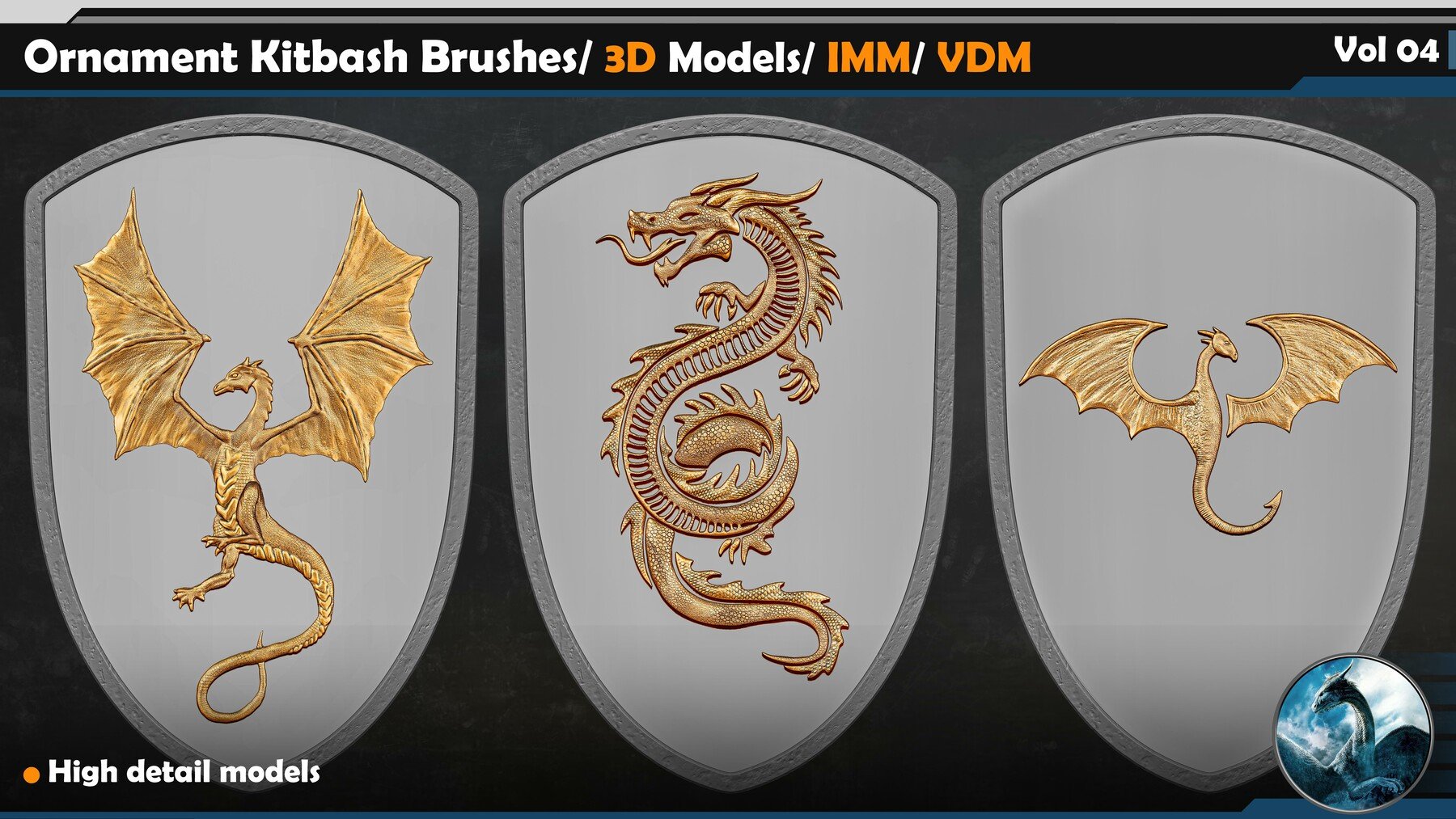 Ornament Kitbash Brushes / 3D Models / IMM / VDM Vol 04