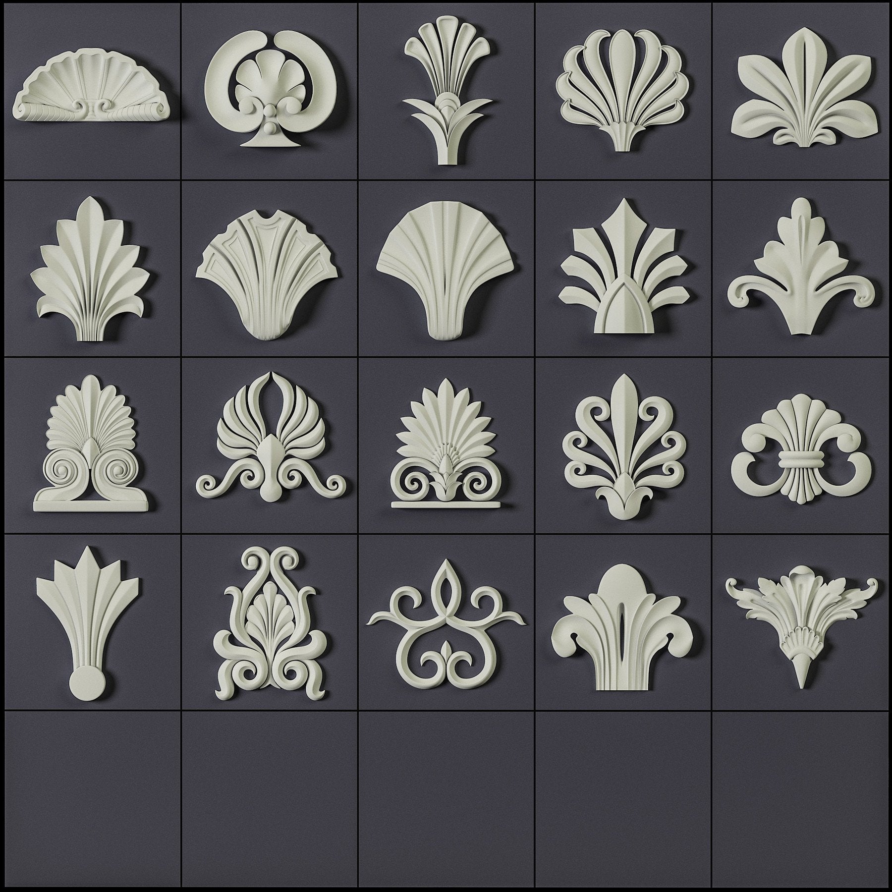 150 Ornament Brushes, 4K Alphas and 3D Models, Vol.01