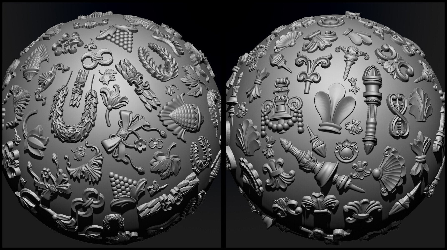 160 Ornament Brushes, 4K Alphas and 3D Models, Vol.03