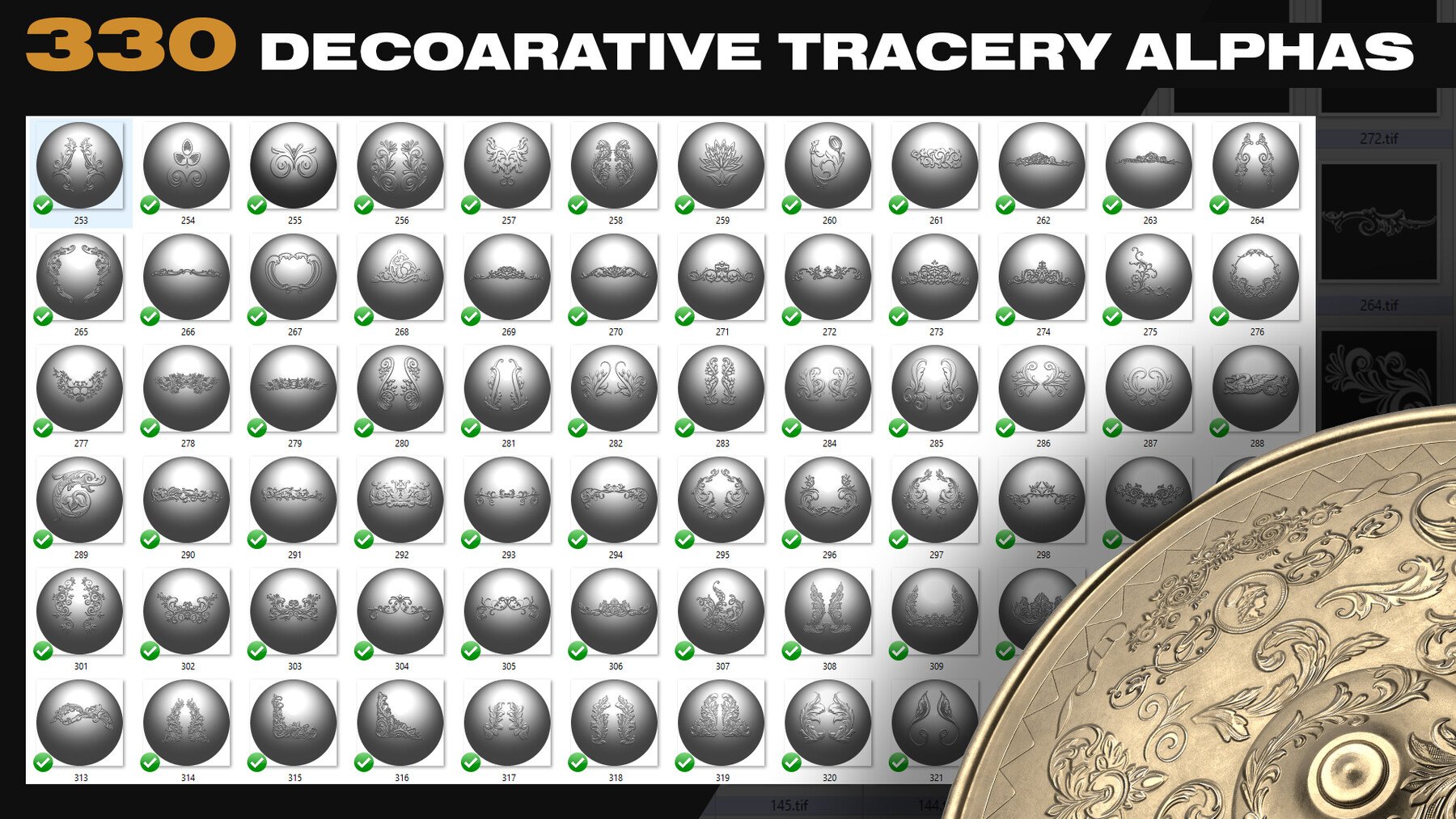 330 DECORATIVE TRACERY ALPHAS [ORNAMENTS]